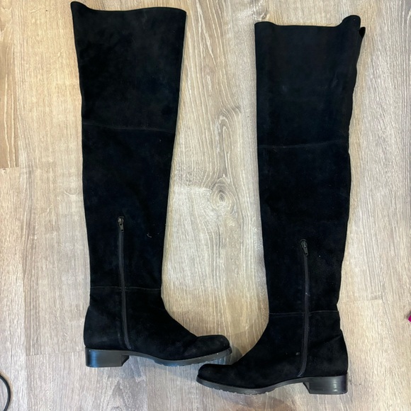 Gently used black suede Stuart Weitzman Hilo thigh high boots - Picture 4 of 11